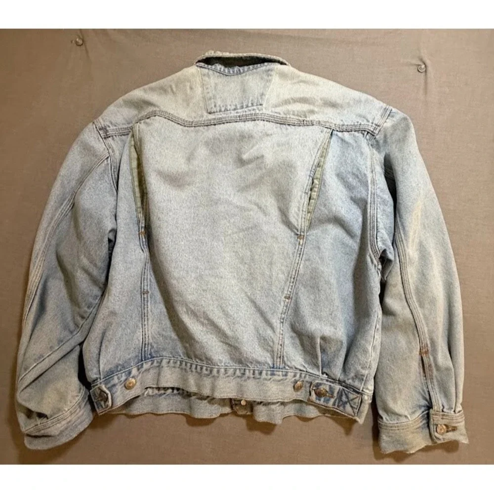 Vintage Pepe CO Trucker Jacket Women XL Blue Denim Button Light Wash Long Sleeve